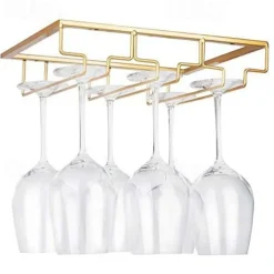 2pcs Wine Glasses Holder Bartender Stemware Hanging Rack Under Cabinet Stemware Organizer Glass Goblet Iron Rack Bar Tool
