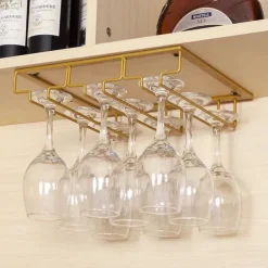 2pcs Wine Glasses Holder Bartender Stemware Hanging Rack Under Cabinet Stemware Organizer Glass Goblet Iron Rack Bar Tool