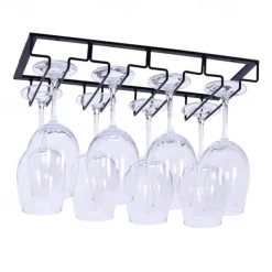 2pcs Wine Glasses Holder Bartender Stemware Hanging Rack Under Cabinet Stemware Organizer Glass Goblet Iron Rack Bar Tool