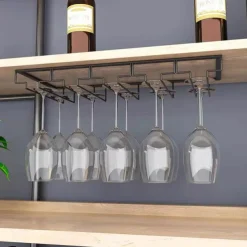 2pcs Wine Glasses Holder Bartender Stemware Hanging Rack Under Cabinet Stemware Organizer Glass Goblet Iron Rack Bar Tool