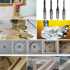 4pcs Woodworking Bit Hole Drill Carpenter Square Drill Bit Tool Guide Positioner 1/2, 1/4, 5/16, 3/8 Inch