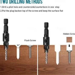5pcs Woodworking Countersink Drill Bit Set, With 1/4