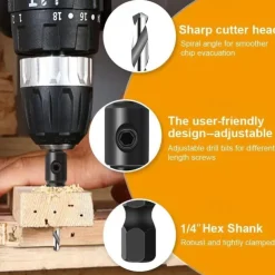 5pcs Woodworking Countersink Drill Bit Set, With 1/4