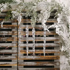 12pcs/1pack Christmas Transparent Icicle Pendant New Christmas Tree Decoration Thread Pendant Tree Ornaments