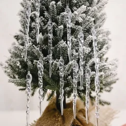 12pcs/1pack Christmas Transparent Icicle Pendant New Christmas Tree Decoration Thread Pendant Tree Ornaments