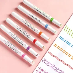 6Pcs/pack Curve Highlighter Pen Flower-shaped Curve Line Highlighters Multiple Shapes Graffiti Markers Pen Roller Tip Art Stationery