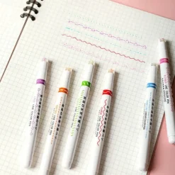 6Pcs/pack Curve Highlighter Pen Flower-shaped Curve Line Highlighters Multiple Shapes Graffiti Markers Pen Roller Tip Art Stationery