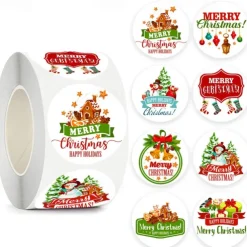 500PCS/Pack 1Inch Merry Christmas Stickers Christmas Tree Elk Candy Bag Sealing Sticker Christmas Gifts Box Label New Year