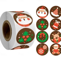 500PCS/Pack 1Inch Merry Christmas Stickers Christmas Tree Elk Candy Bag Sealing Sticker Christmas Gifts Box Label New Year