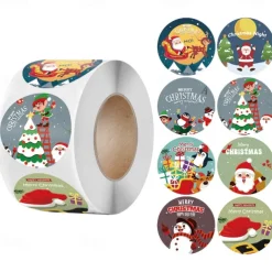 500PCS/Pack 1Inch Merry Christmas Stickers Christmas Tree Elk Candy Bag Sealing Sticker Christmas Gifts Box Label New Year