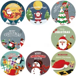 500PCS/Pack 1Inch Merry Christmas Stickers Christmas Tree Elk Candy Bag Sealing Sticker Christmas Gifts Box Label New Year