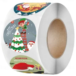 500PCS/Pack 1Inch Merry Christmas Stickers Christmas Tree Elk Candy Bag Sealing Sticker Christmas Gifts Box Label New Year