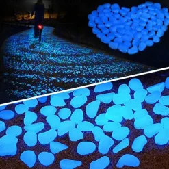 90pcs/pack Outdoor Yard Luminous Stones Garden Pebbles Glow In Dark Fish Tank Aquarium Decoration Natural Crystals Rocks