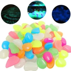90pcs/pack Outdoor Yard Luminous Stones Garden Pebbles Glow In Dark Fish Tank Aquarium Decoration Natural Crystals Rocks