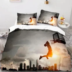 3Pcs/2Pcs Basketball Print Duvet Cover Set Bedding Sets Comforter Cover with Soft Lightweight Microfiber