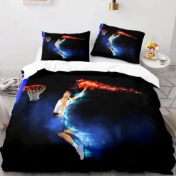 3Pcs/2Pcs Basketball Print Duvet Cover Set Bedding Sets Comforter Cover with Soft Lightweight Microfiber