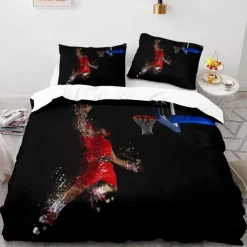 3Pcs/2Pcs Basketball Print Duvet Cover Set Bedding Sets Comforter Cover with Soft Lightweight Microfiber