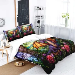 2PCS/3PCS Retro Retro Abstract Fire Dragon Pattern Bed Set Duvet Cover Lightweight and Soft Suitable for Adult and Child Big Bed Small Bed Set