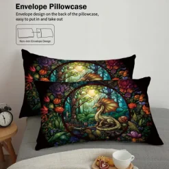 2PCS/3PCS Retro Retro Abstract Fire Dragon Pattern Bed Set Duvet Cover Lightweight and Soft Suitable for Adult and Child Big Bed Small Bed Set