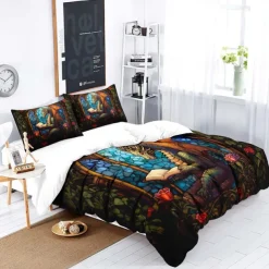 2PCS/3PCS Retro Retro Abstract Fire Dragon Pattern Bed Set Duvet Cover Lightweight and Soft Suitable for Adult and Child Big Bed Small Bed Set