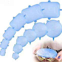 6PCS/12PCS Silicone Stretch Lids Kitchen Tools Accessories Reusable Silicone Adjustable for Fruit Vegetable Bowl Covers Containers Free Keeping Food Fresh