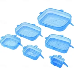 6PCS/12PCS Silicone Stretch Lids Kitchen Tools Accessories Reusable Silicone Adjustable for Fruit Vegetable Bowl Covers Containers Free Keeping Food Fresh