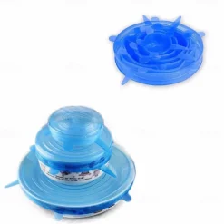 6PCS/12PCS Silicone Stretch Lids Kitchen Tools Accessories Reusable Silicone Adjustable for Fruit Vegetable Bowl Covers Containers Free Keeping Food Fresh