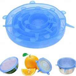 6PCS/12PCS Silicone Stretch Lids Kitchen Tools Accessories Reusable Silicone Adjustable for Fruit Vegetable Bowl Covers Containers Free Keeping Food Fresh