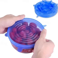 6PCS/12PCS Silicone Stretch Lids Kitchen Tools Accessories Reusable Silicone Adjustable for Fruit Vegetable Bowl Covers Containers Free Keeping Food Fresh