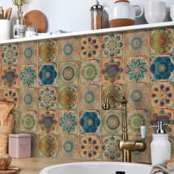 24PCS/48PCS Tile Stickers Creative Kitchen Bathroom Living Room Self-adhesive Wall Stickers Waterproof Fashion Tile Stickers