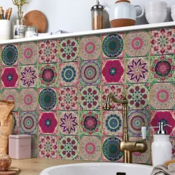 24PCS/48PCS Tile Stickers Creative Kitchen Bathroom Living Room Self-adhesive Wall Stickers Waterproof Fashion Tile Stickers
