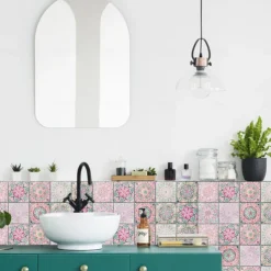 24PCS/48PCS Tile Stickers Creative Kitchen Bathroom Living Room Self-adhesive Wall Stickers Waterproof Fashion Tile Stickers