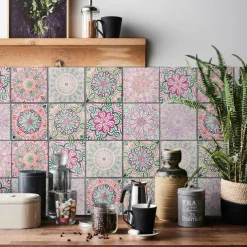 24PCS/48PCS Tile Stickers Creative Kitchen Bathroom Living Room Self-adhesive Wall Stickers Waterproof Fashion Tile Stickers