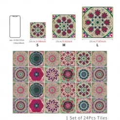 24PCS/48PCS Tile Stickers Creative Kitchen Bathroom Living Room Self-adhesive Wall Stickers Waterproof Fashion Tile Stickers