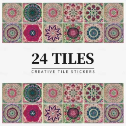 24PCS/48PCS Tile Stickers Creative Kitchen Bathroom Living Room Self-adhesive Wall Stickers Waterproof Fashion Tile Stickers