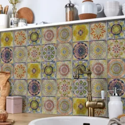 24PCS/48PCS Tile Stickers Creative Kitchen Bathroom Living Room Self-adhesive Wall Stickers Waterproof Fashion Tile Stickers