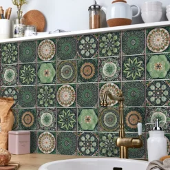 24PCS/48PCS Tile Stickers Creative Kitchen Bathroom Living Room Self-adhesive Wall Stickers Waterproof Fashion Tile Stickers
