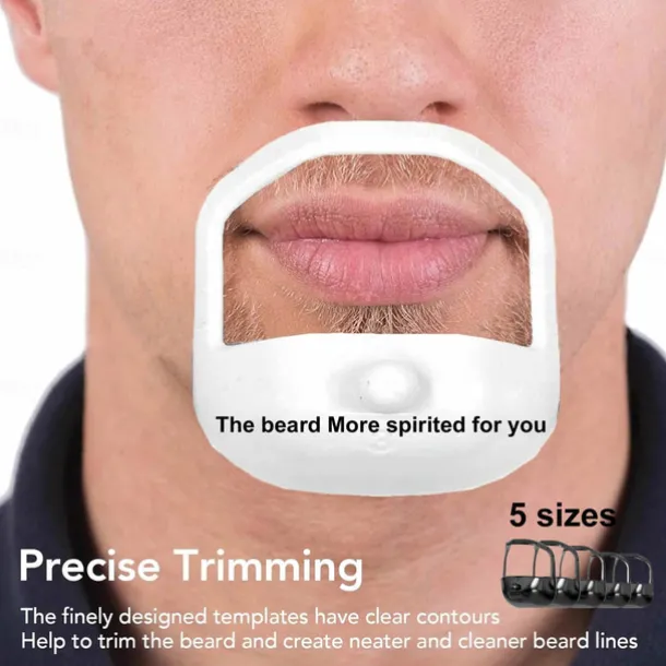 5pcs/set Beard Shaper Goatee Mustache Grooming Tool Face Hair Styling Template for Man - Transparent