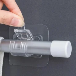 2pcs/set Bright No Drill Curtain Rod Brackets,Self Curtain Rod Holder Hooks Nail-free Adjustable Clamp Hooks Wall Curtain Fixed Clip Hanging Rack Hook Wall Brackets 1-2cm Diameter Curtain Rod Pole