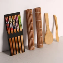 9pcs/set DIY Bamboo Sushi Maker Set Sushi Curtain Rice Sushi Making Kits Roll Cooking Tools Chopsticks Spoon Sushi Blade