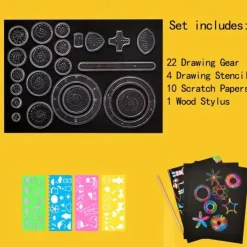 28pcs/set DIY Variety Magic Ruler Colorful Scratch Painting Set Fun Puzzle Magic Hand Copy Drawing Tools