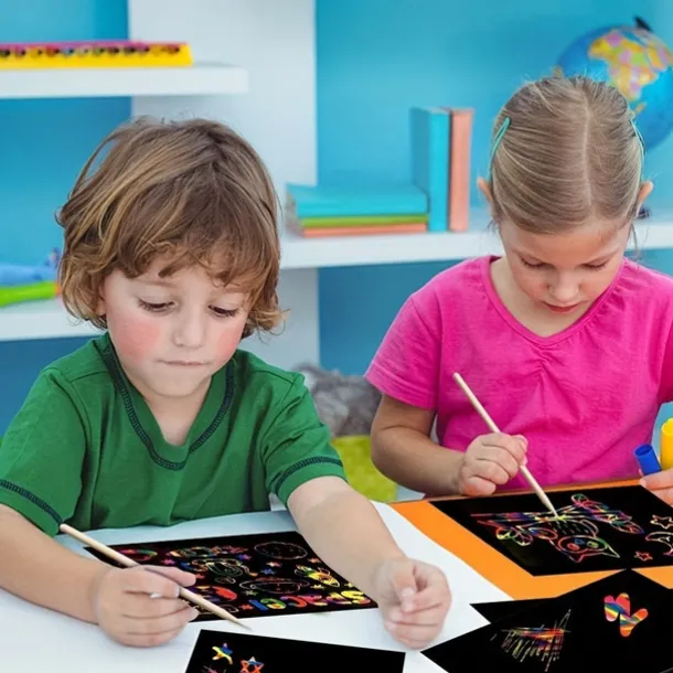 28pcs/set DIY Variety Magic Ruler Colorful Scratch Painting Set Fun Puzzle Magic Hand Copy Drawing Tools