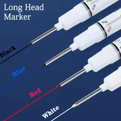 5pcs/set Extended Nib 20MM Red Black Blue White Green Ink Long Head Markers Bathroom Woodworking Decoration Metal Plastic Wood Multi-functional Write Deep Hole Marker Pens