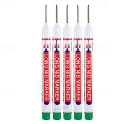 5pcs/set Extended Nib 20MM Red Black Blue White Green Ink Long Head Markers Bathroom Woodworking Decoration Metal Plastic Wood Multi-functional Write Deep Hole Marker Pens