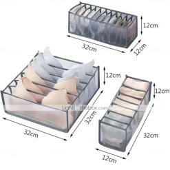 3PCS/Set Foldable Storage Box Socks Magic Mesh Transparent Plaid Fabric Artist Home Bra Underwear Finishing Box
