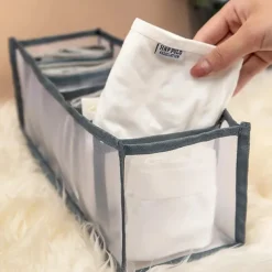3PCS/Set Foldable Storage Box Socks Magic Mesh Transparent Plaid Fabric Artist Home Bra Underwear Finishing Box