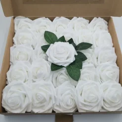 25/50pcs/set Gift Box 8cm Artificial Rose With Leaves 25 50 Boxes Of Home Flower Decoration Wedding Decoration