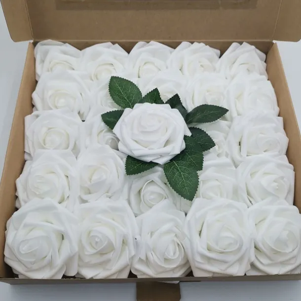 25/50pcs/set Gift Box 8cm Artificial Rose With Leaves 25 50 Boxes Of Home Flower Decoration Wedding Decoration