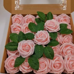 25/50pcs/set Gift Box 8cm Artificial Rose With Leaves 25 50 Boxes Of Home Flower Decoration Wedding Decoration