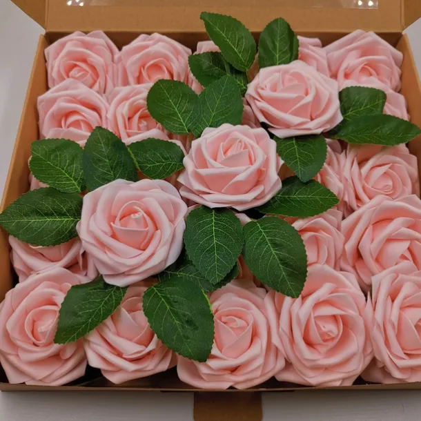 25/50pcs/set Gift Box 8cm Artificial Rose With Leaves 25 50 Boxes Of Home Flower Decoration Wedding Decoration